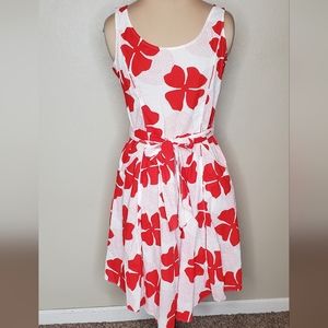 Sea&Sky Medium Red Floral Midi Dress Sleeveless with pockets